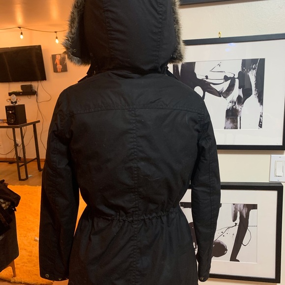 Barbour Waxed Cotton Fur Hooded Tartan Jacket - Picture 3 of 9